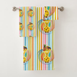 Bathroom Towel Sets Colourful Fruit Giraffe