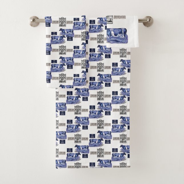 Bathroom Towel Sets Cows (Insitu)