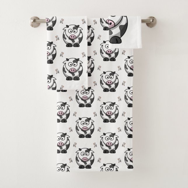 Bathroom Towel Sets Cows (Insitu)
