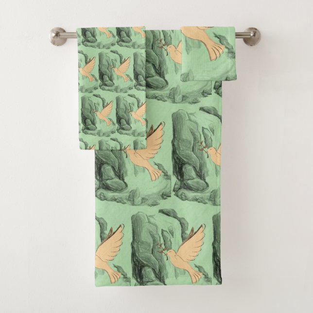 Bathroom Towel Sets Doves (Insitu)