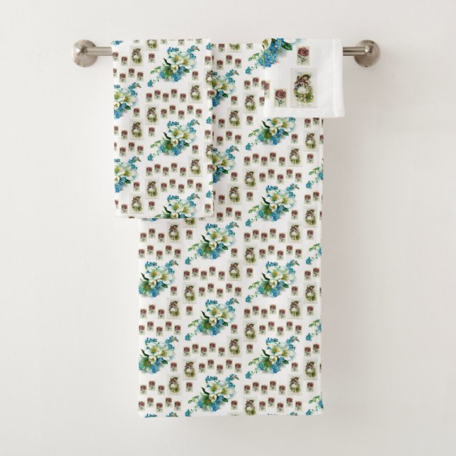 Bathroom Towel Sets Floral (Insitu)