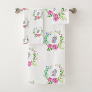 Bathroom Towel Sets Floral Elephant