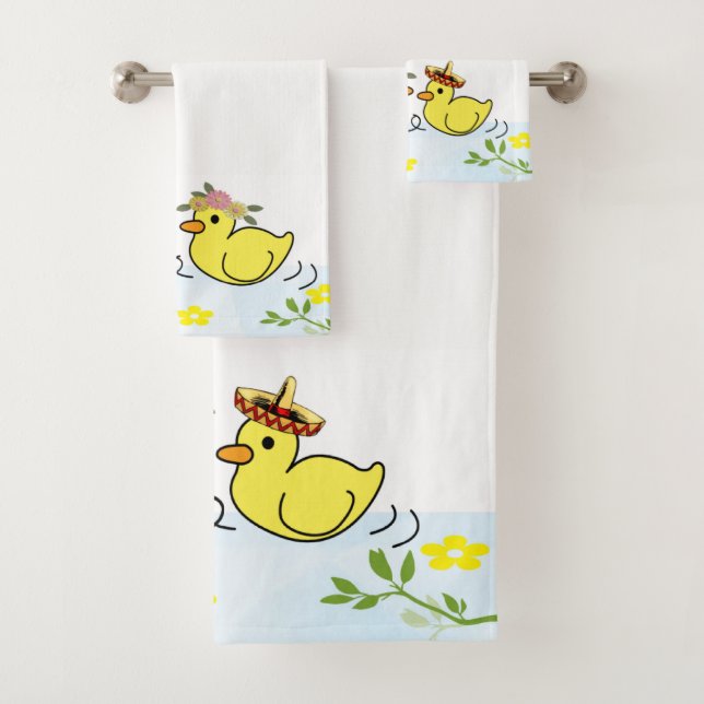Bathroom Towel Sets Mexican Bath Yellow Ducks (Insitu)
