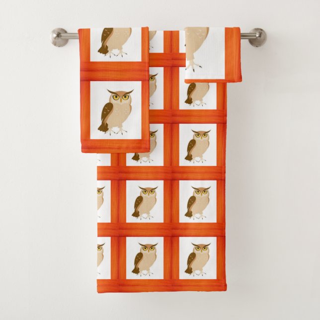 Bathroom Towel Sets Owl (Insitu)