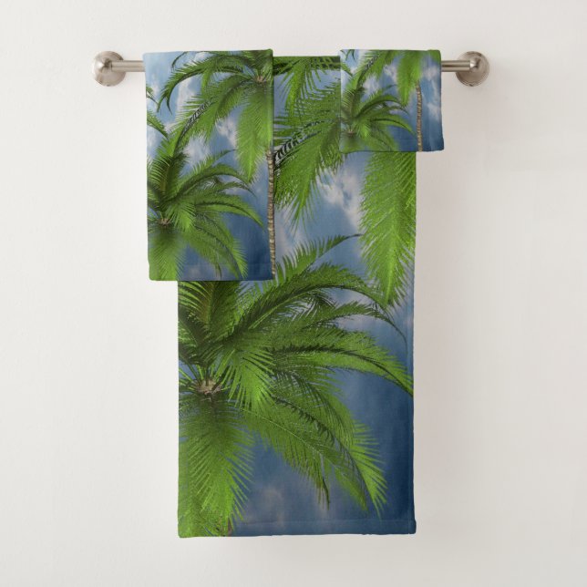 Bathroom Towel Sets Palm Tree (Insitu)