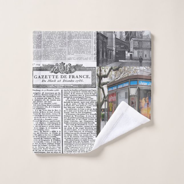 Bathroom Towel Sets Paris France Newspaper (Wash Cloth)