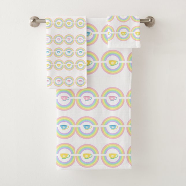 Bathroom Towel Sets Rainbow Cup of Tea (Insitu)