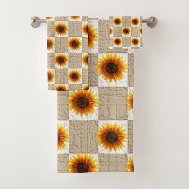 Bathroom Towel Sets Sunflowers (Insitu)