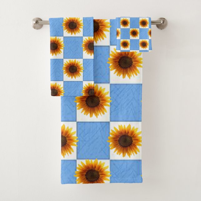 Bathroom Towel Sets Sunflowers (Insitu)