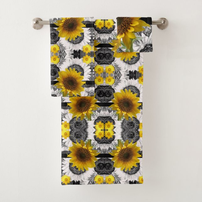 Bathroom Towel Sets Sunflowers (Insitu)