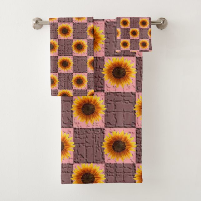 Bathroom Towel Sets Sunflowers (Insitu)