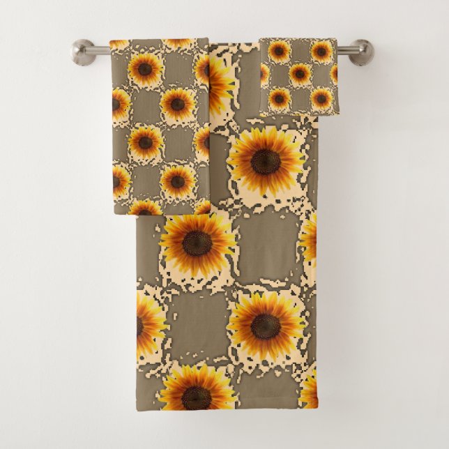 Bathroom Towel Sets Sunflowers (Insitu)