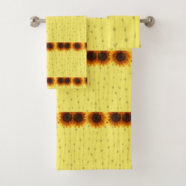 Bathroom Towel Sets Sunflowers (Insitu)