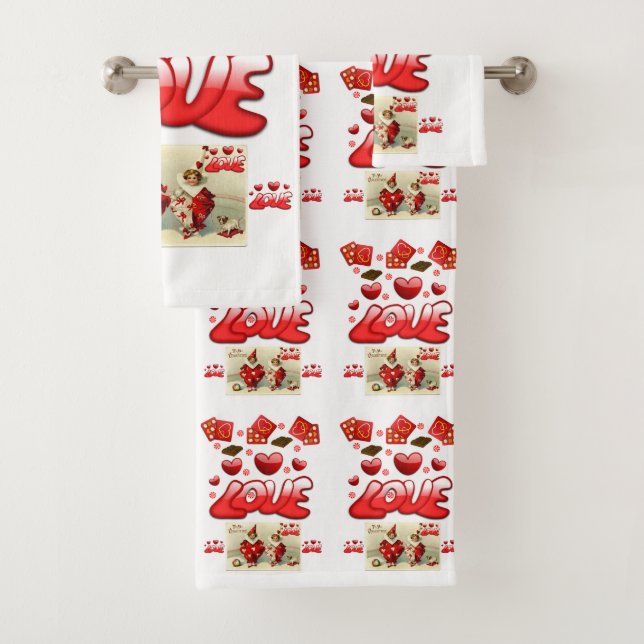 Bathroom Towel Sets Valentine's Day (Insitu)