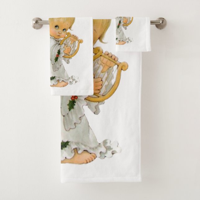 Bathroom Towel Sets Valentine's Day, Angel (Insitu)
