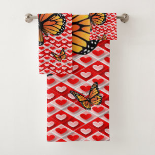 Bathroom Towel Sets Valentine's Day, Butterfly