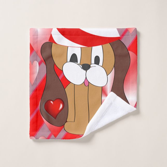 Bathroom Towel Sets Valentine's Day, Dog (Wash Cloth)