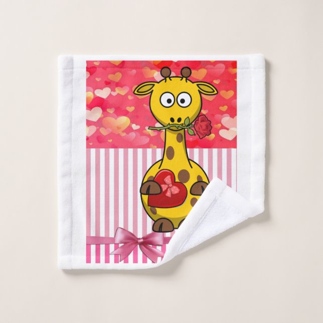 Bathroom Towel Sets Valentine's Day, Giraffe (Wash Cloth)