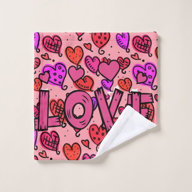 Bathroom Towel Sets Valentine's Day, Love (Wash Cloth)