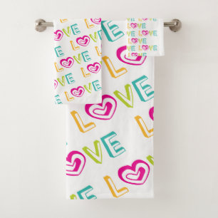 Bathroom Towel Sets Valentine's Day Love Hearts