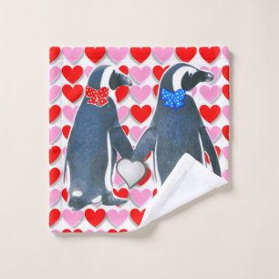 Bathroom Towel Sets Valentine's Day, Penguin