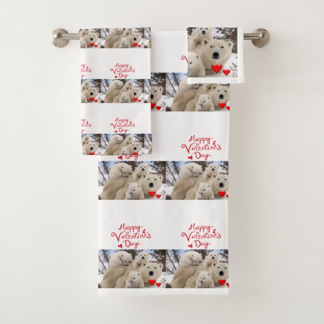 Bathroom Towel Sets Valentine's Day Polar Bear (Insitu)