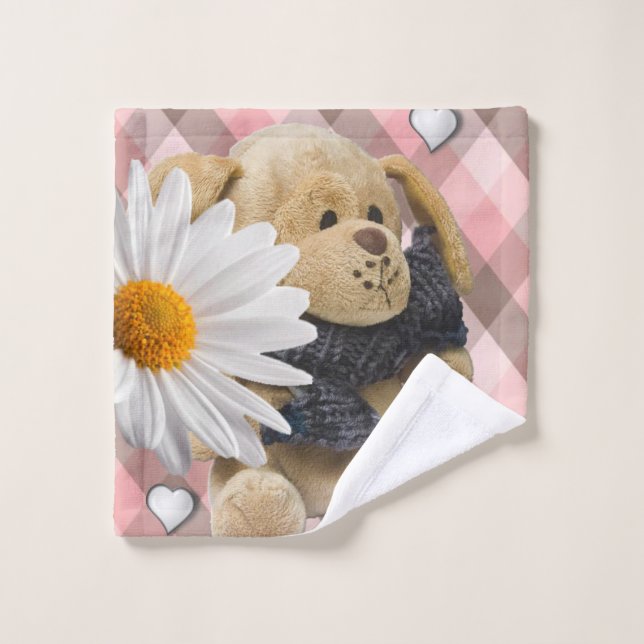 Bathroom Towel Sets Valentine's Day, Teddy Bear (Wash Cloth)