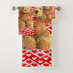Bathroom Towel Sets Valentine's Day, Teddy Bear