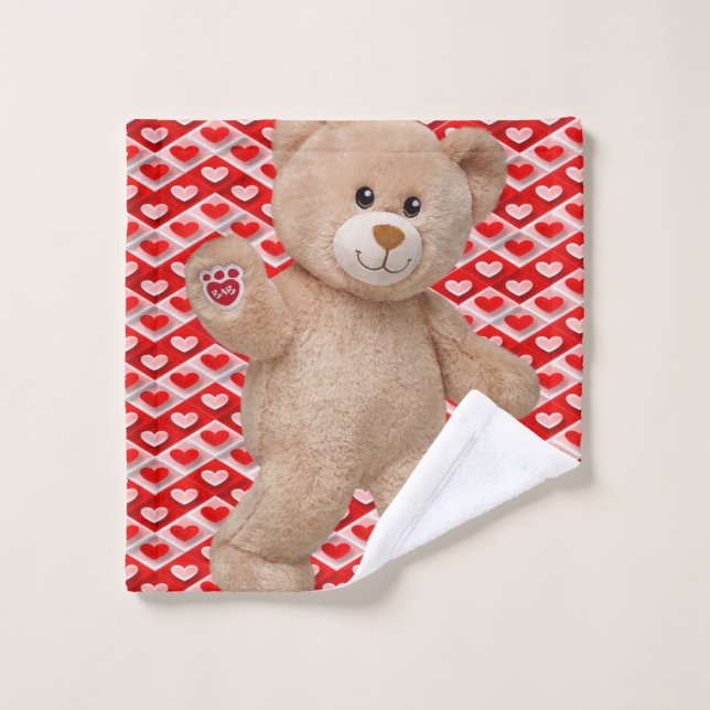 Bathroom Towel Sets Valentine's Day, Teddy Bear (Wash Cloth)