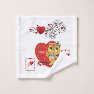 Bathroom Towel Sets Valentine's Owl Vintage