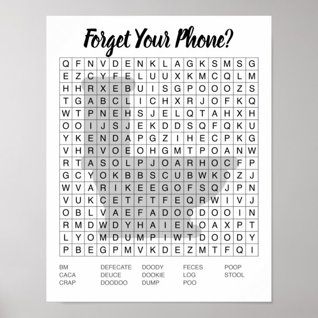 Bathroom Word Search Sign (Front)