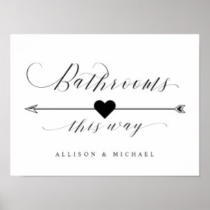 Bathrooms This Way Elegant Script Directional Sign