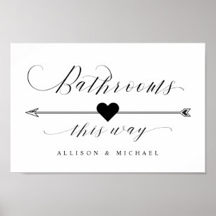 Bathrooms This Way Elegant Script Directional Sign