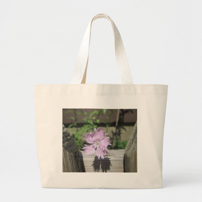 Baths Pink Dianthus on Fence Large Tote Bag (Front)