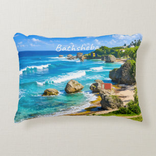 Bathsheba, Barbados - Tropical Beach Coast Decorative Cushion