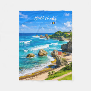 Bathsheba, Barbados - Tropical Beach Coast Fleece Blanket