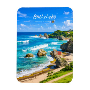 Bathsheba, Barbados - Tropical Beach Coast Rounded Magnet