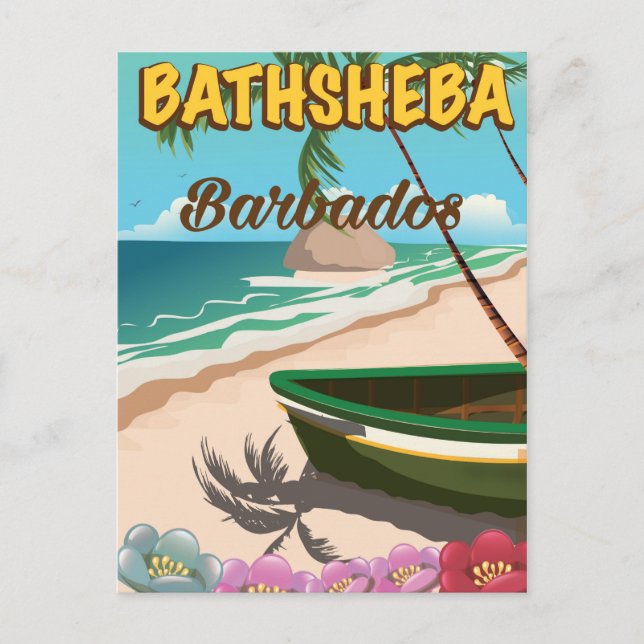 Bathsheba Beach Barbados vacation poster Postcard (Front)