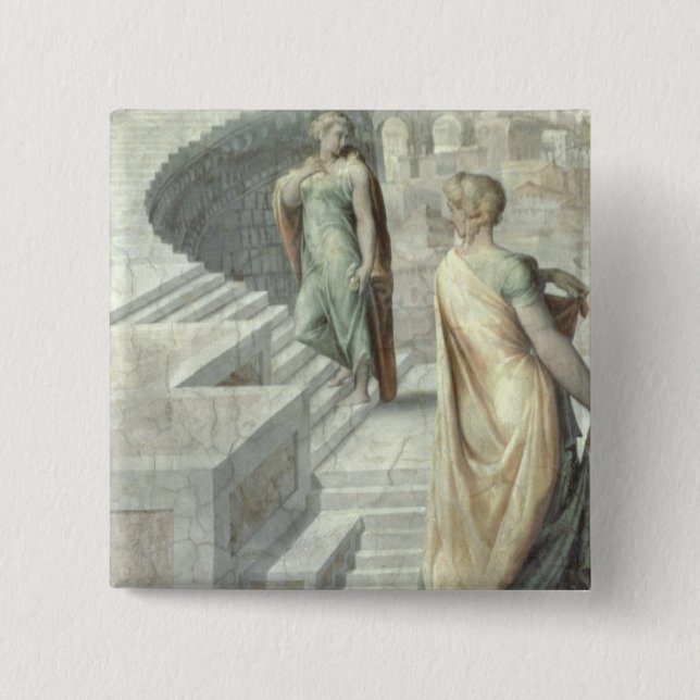 Bathsheba Visiting David, c.1553 15 Cm Square Badge (Front)