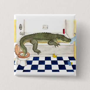 Bathtub Alligator 15 Cm Square Badge