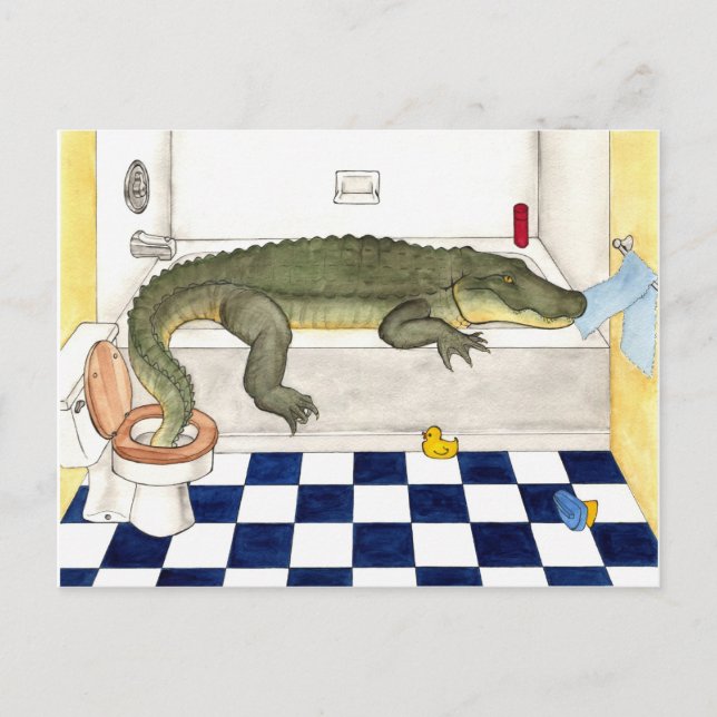 Bathtub Alligator Postcard (Front)