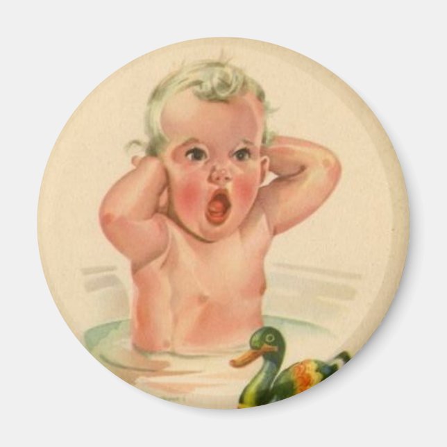 Bathtub Baby and Duck Vintage Retro Magnet (Front)