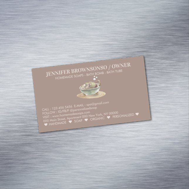 BathTub Bubbles Soy Wax Soap Magnetic Business Card (In Situ)