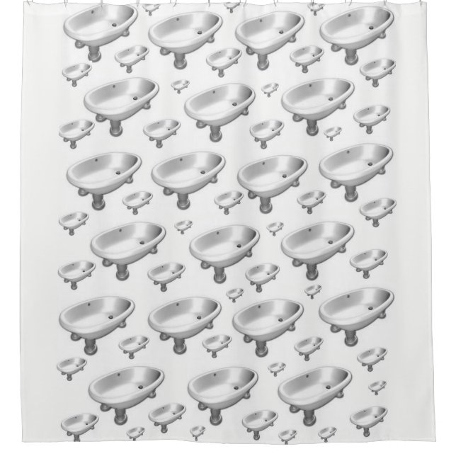 bathtub childrens white showercurtain shower curtain (Front)