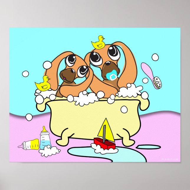 Bathtub Dachshund Puppy Poster 15 (Front)