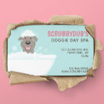 Bathtub Dog | Dog Wash | Dog Groomer Business Card<br><div class="desc">Fun illustration of a scruffy terrier in a bubble bath. A cute business card design for dog groomers, pet spas, dog salons and DIY dog wash businesses. Font colours and teal background colour can be customised. Visit Jenn's Doodle World for more original pet care business cards and fun animal cartoons....</div>
