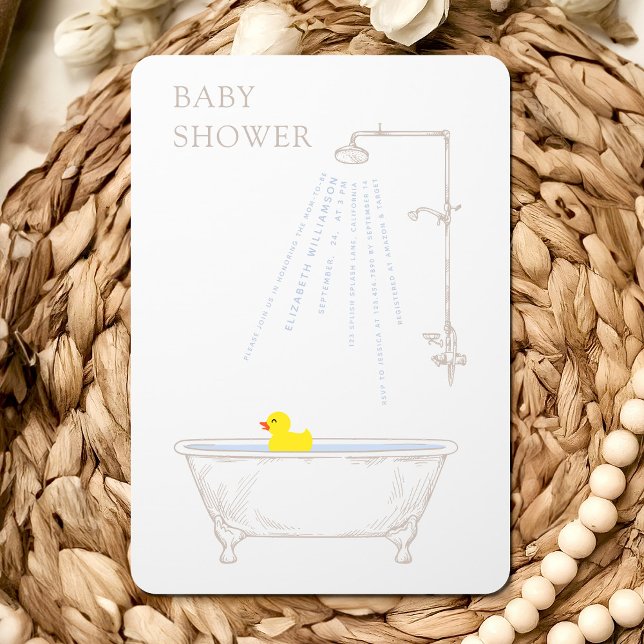 Bathtub Duck Baby Shower Gender Neutral Invitation (Creator Uploaded)