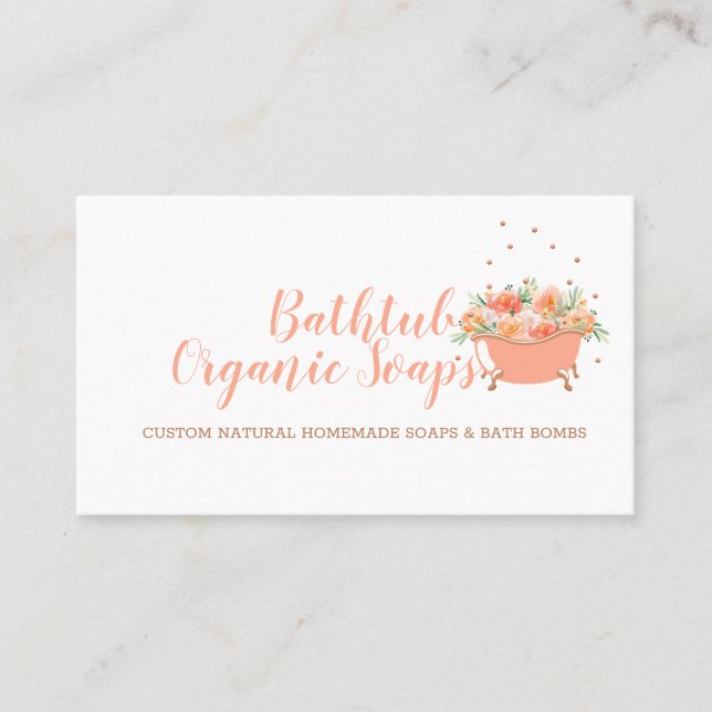 Bathtub Soap Bubble Orange Business Card (Front)