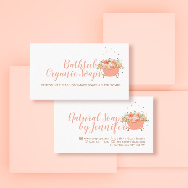 Bathtub Soap Bubble Orange Business Card (Creator Uploaded)