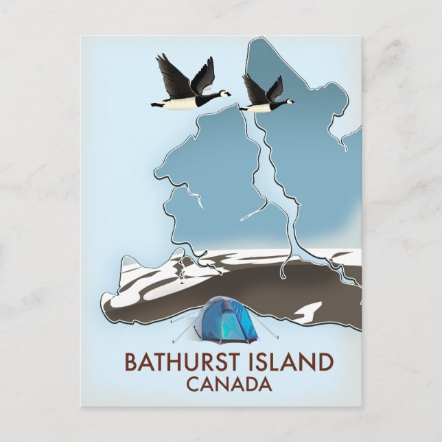 Bathurst Island Canada Travel map Postcard (Front)
